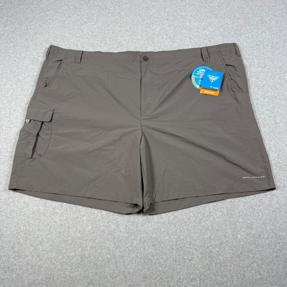 Columbia PFG Bahama II Shorts Mens 5X 8 Inseam Fossil Gray UPF 50 Fish XS